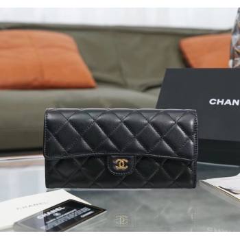 Chanel Quilted Lambskin Flap Wallet AP0241 Black/Gold 2024 (SSZ-240311033)