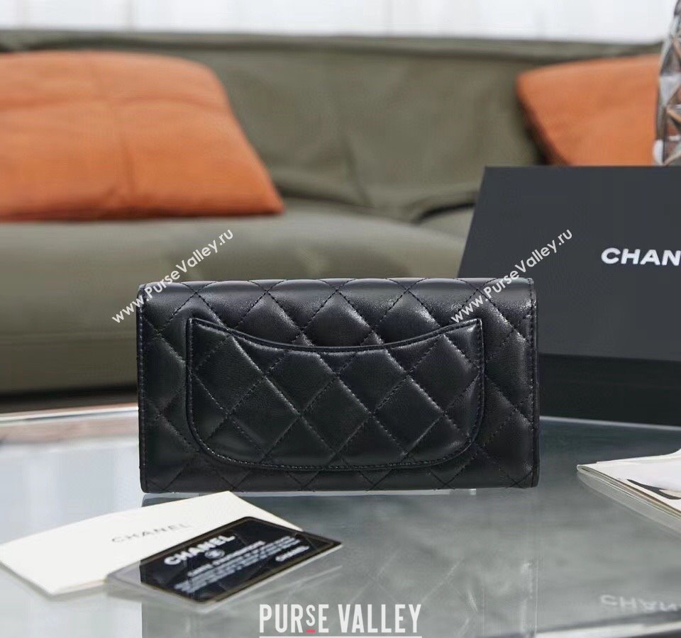 Chanel Quilted Lambskin Flap Wallet AP0241 Black/Gold 2024 (SSZ-240311033)