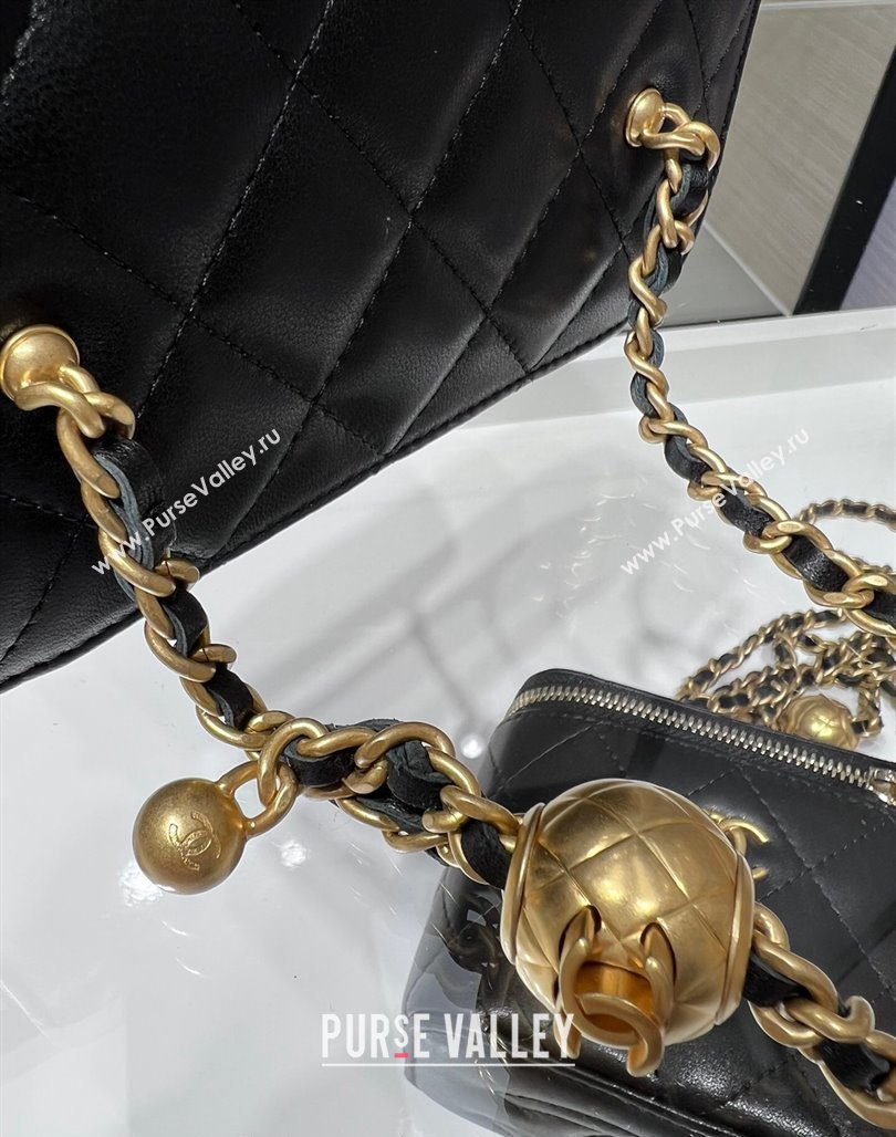 Chanel Lambskin Clutch with Chain and Gold-Tone Ball AP2303 Black 2024 (yezi-240311008)