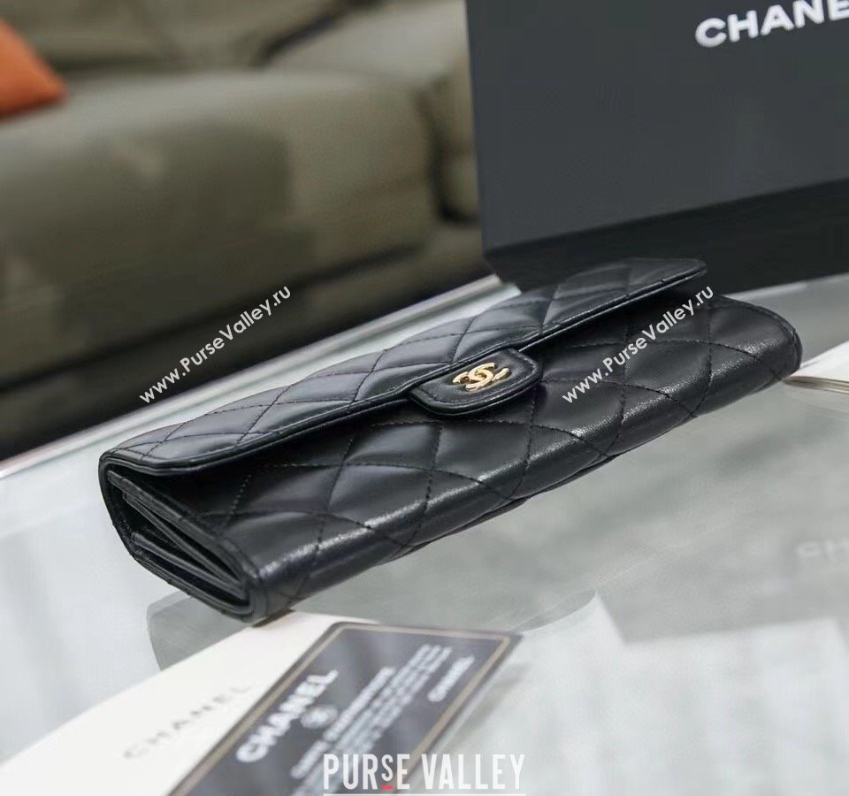 Chanel Quilted Lambskin Flap Wallet AP0241 Black/Gold 2024 (SSZ-240311033)