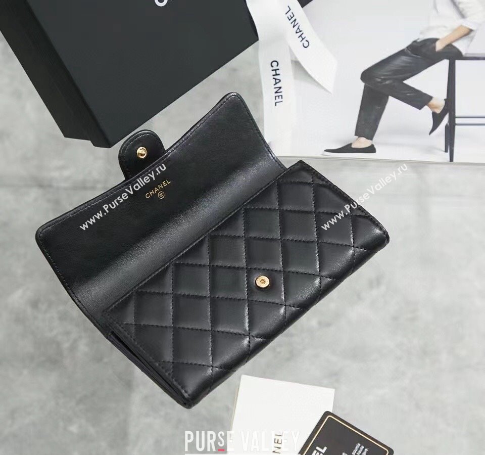 Chanel Quilted Lambskin Flap Wallet AP0241 Black/Gold 2024 (SSZ-240311033)