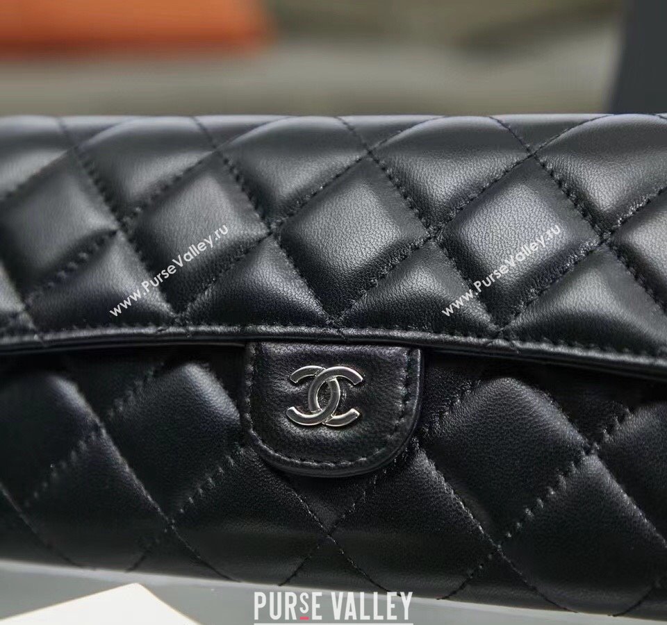 Chanel Quilted Lambskin Flap Wallet AP0241 Black/Silver 2024 (SSZ-240311034)
