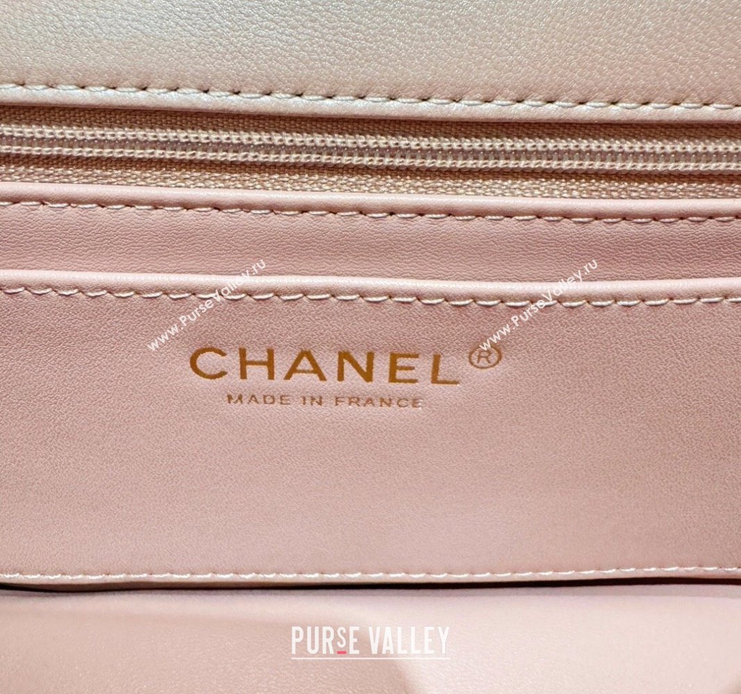 Chanel Shiny Lambskin Small Flap Bag with Chain and Pearls AS4384 Pink 2024 (yezi-240311025)