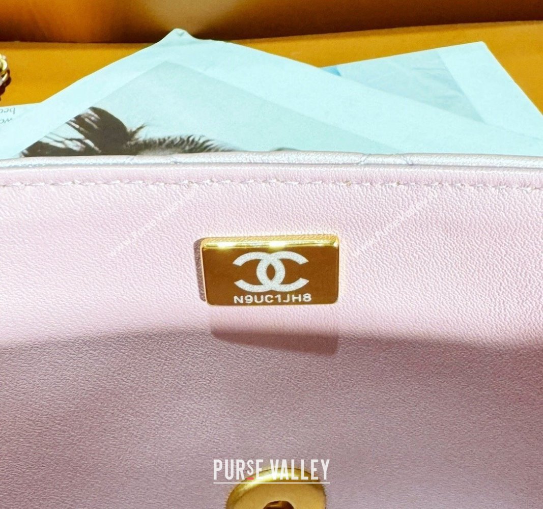 Chanel Shiny Lambskin Small Flap Bag with Chain and Pearls AS4384 Pink 2024 (yezi-240311025)