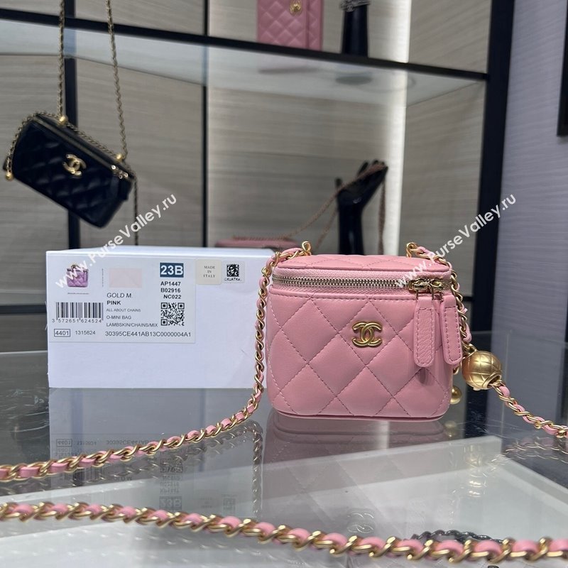 Chanel Lambskin Clutch with Chain and Gold-Tone Ball AP1447 Light Pink 2024 (yezi-240311009)