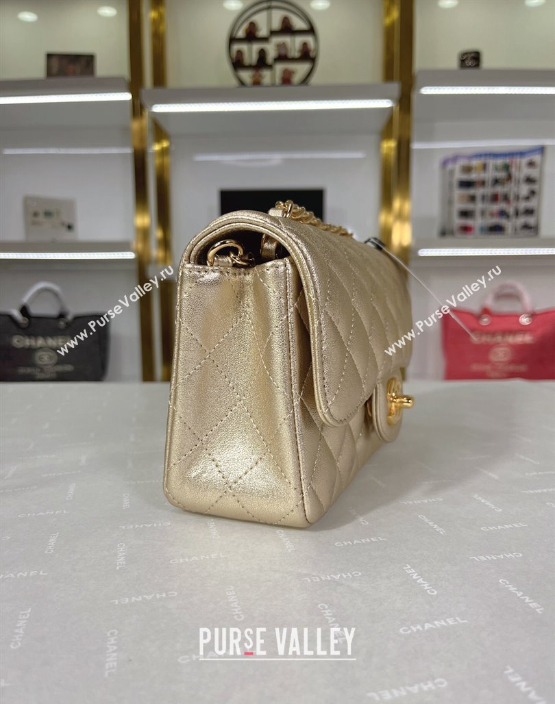 Chanel Metallic Calfskin Mini Flap Bag A01116 Gold 2024 0311 (YEZI-240311038)