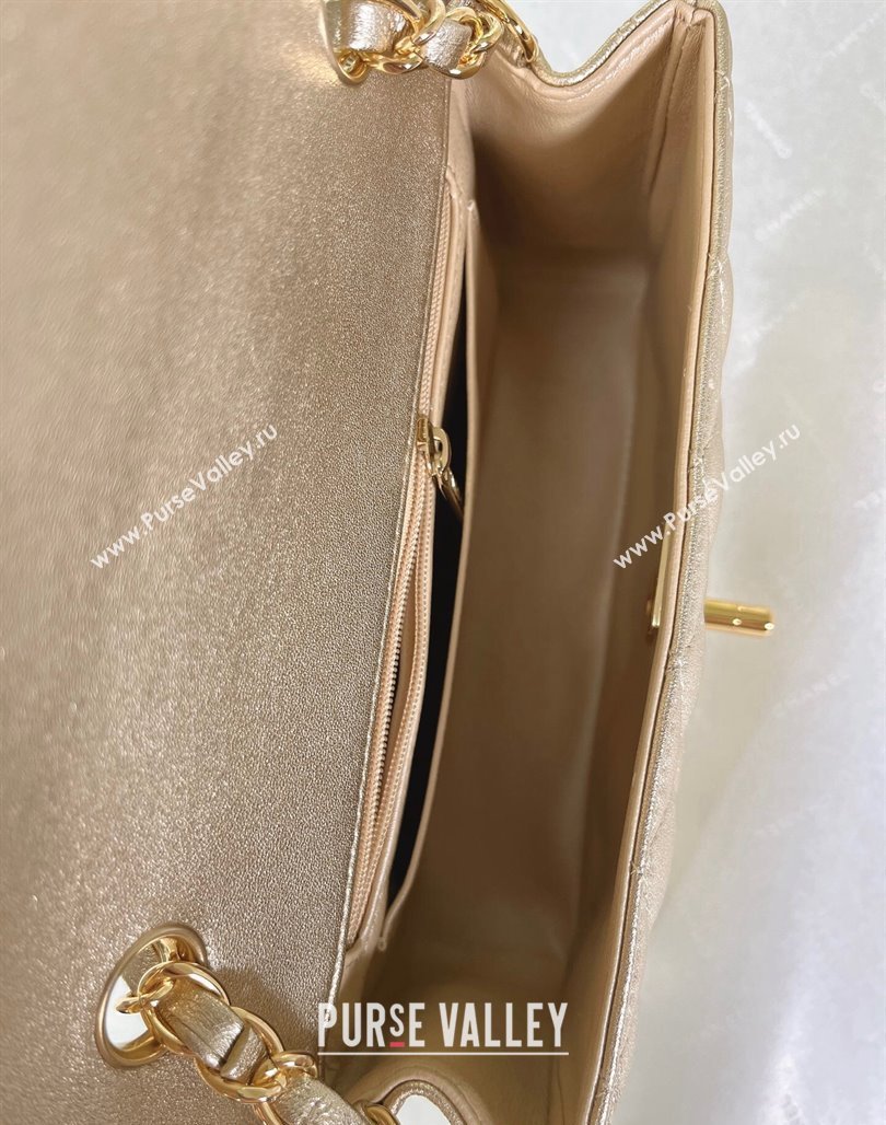 Chanel Metallic Calfskin Mini Flap Bag A01116 Gold 2024 0311 (YEZI-240311038)