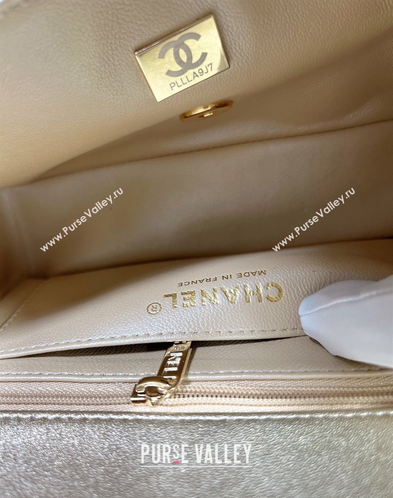 Chanel Metallic Calfskin Mini Flap Bag A01116 Gold 2024 0311 (YEZI-240311038)