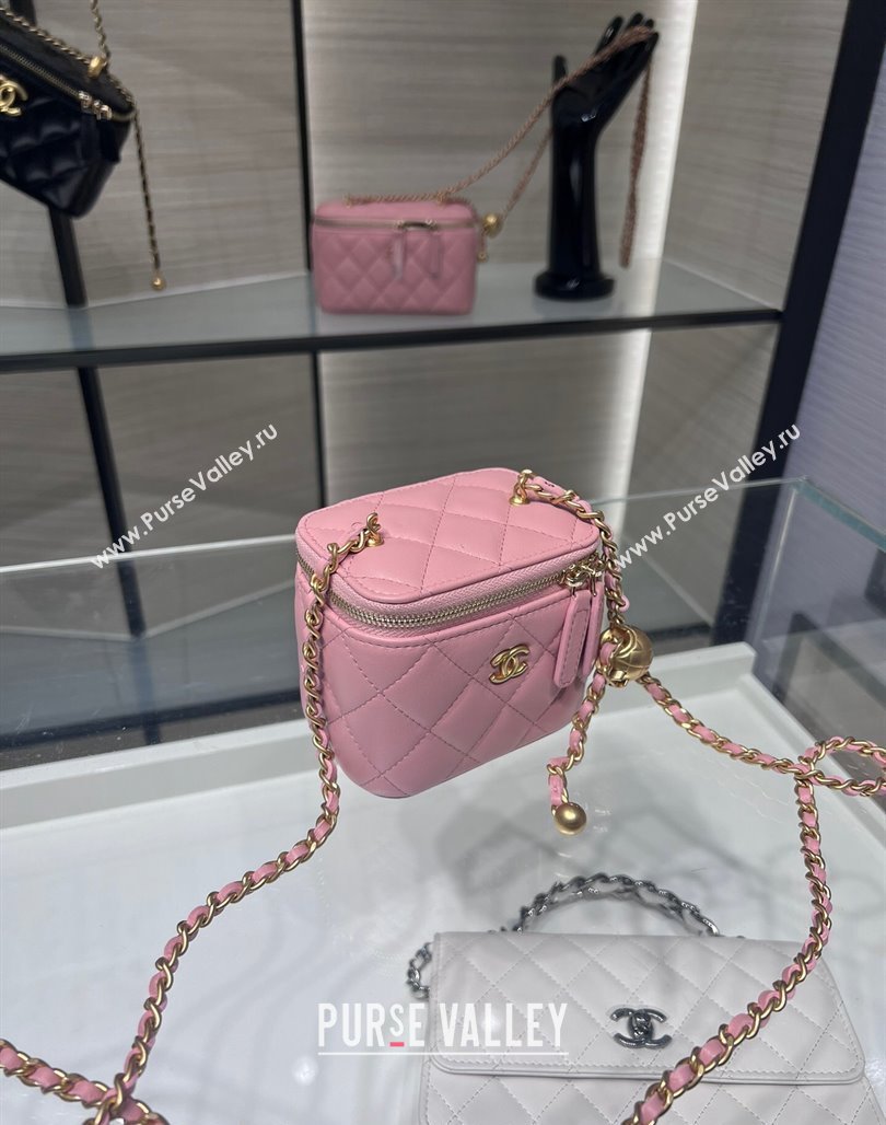 Chanel Lambskin Clutch with Chain and Gold-Tone Ball AP1447 Light Pink 2024 (yezi-240311009)