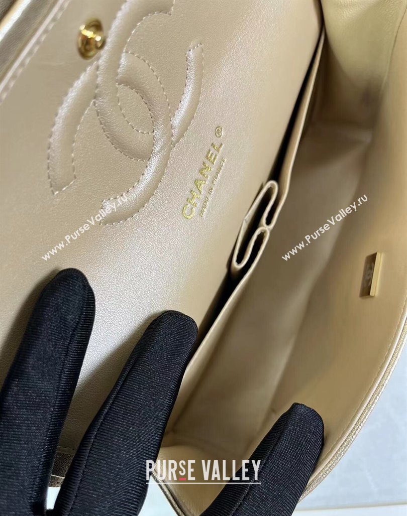 Chanel Metallic Calfskin Medium Flap Bag A01112 Gold 2024 0311 (YEZI-240311039)
