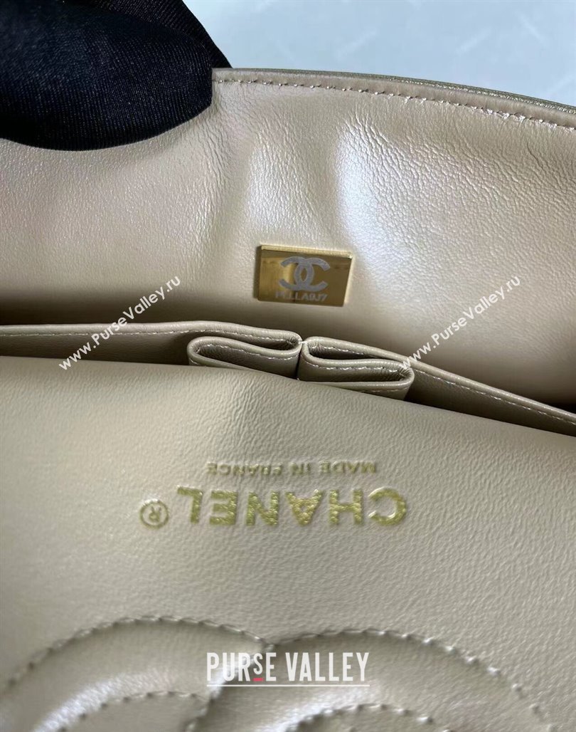 Chanel Metallic Calfskin Medium Flap Bag A01112 Gold 2024 0311 (YEZI-240311039)