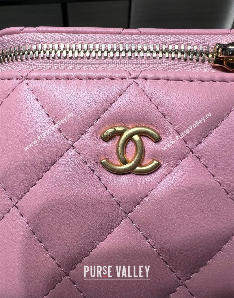 Chanel Lambskin Clutch with Chain and Gold-Tone Ball AP1447 Light Pink 2024 (yezi-240311009)