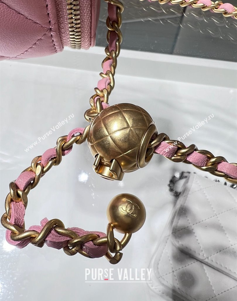 Chanel Lambskin Clutch with Chain and Gold-Tone Ball AP1447 Light Pink 2024 (yezi-240311009)