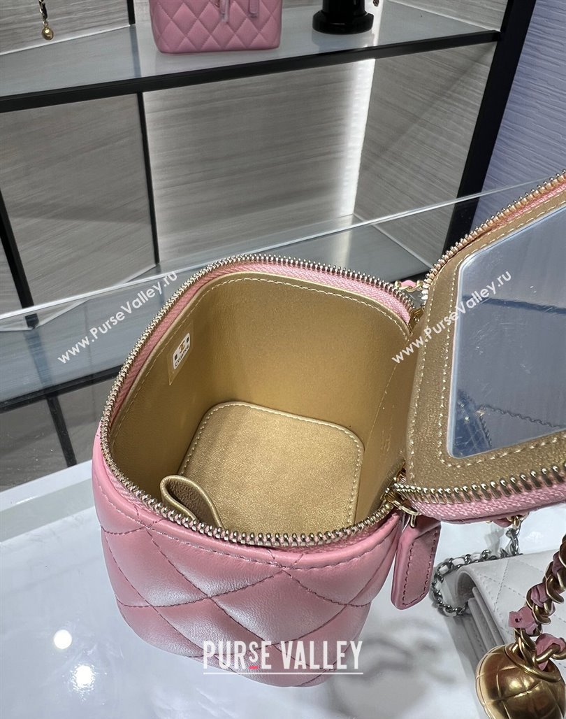 Chanel Lambskin Clutch with Chain and Gold-Tone Ball AP1447 Light Pink 2024 (yezi-240311009)