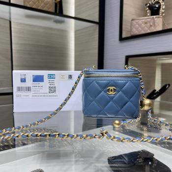 Chanel Lambskin Clutch with Chain and Gold-Tone Ball AP1447 Blue 2024 (yezi-240311010)
