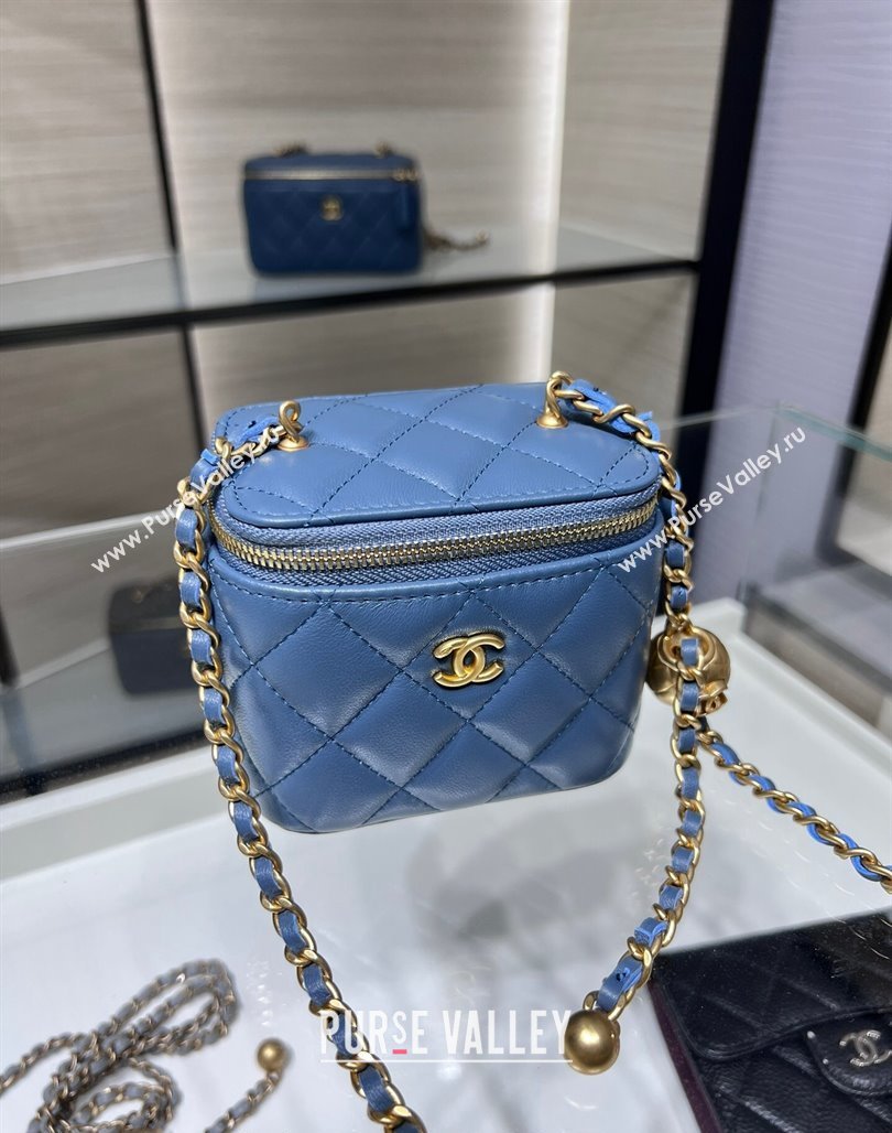 Chanel Lambskin Clutch with Chain and Gold-Tone Ball AP1447 Blue 2024 (yezi-240311010)