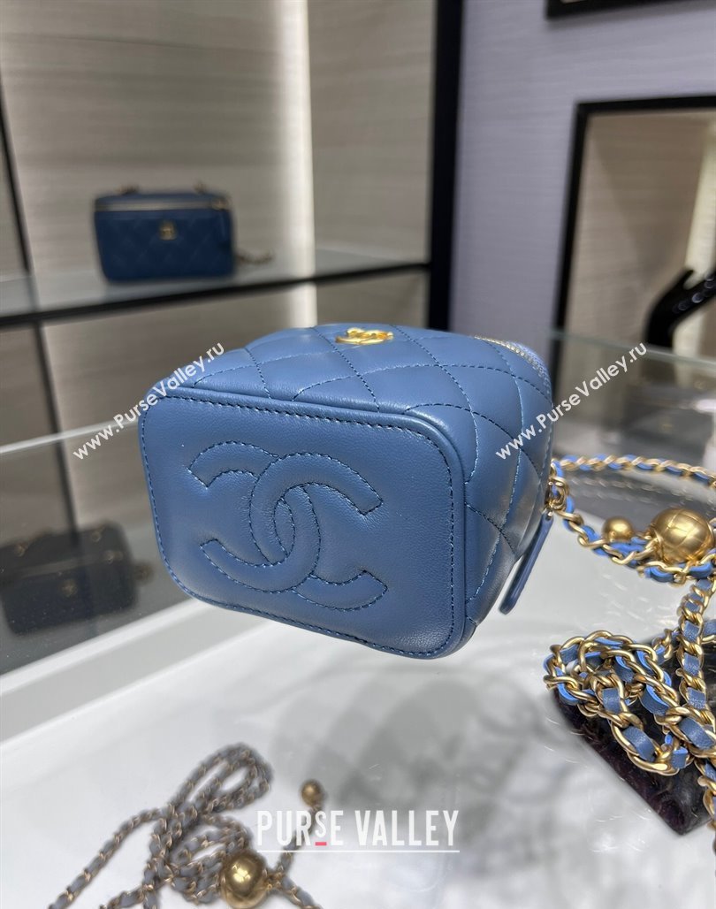 Chanel Lambskin Clutch with Chain and Gold-Tone Ball AP1447 Blue 2024 (yezi-240311010)