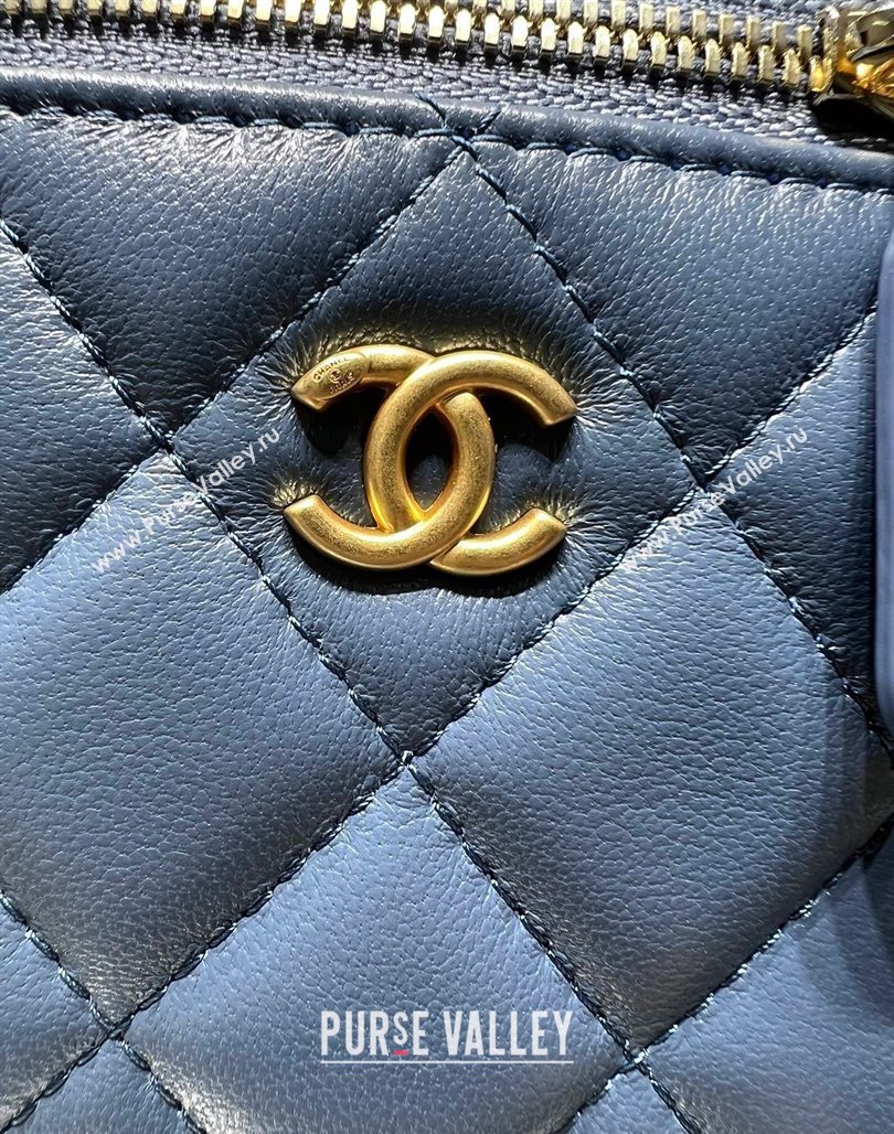 Chanel Lambskin Clutch with Chain and Gold-Tone Ball AP1447 Blue 2024 (yezi-240311010)
