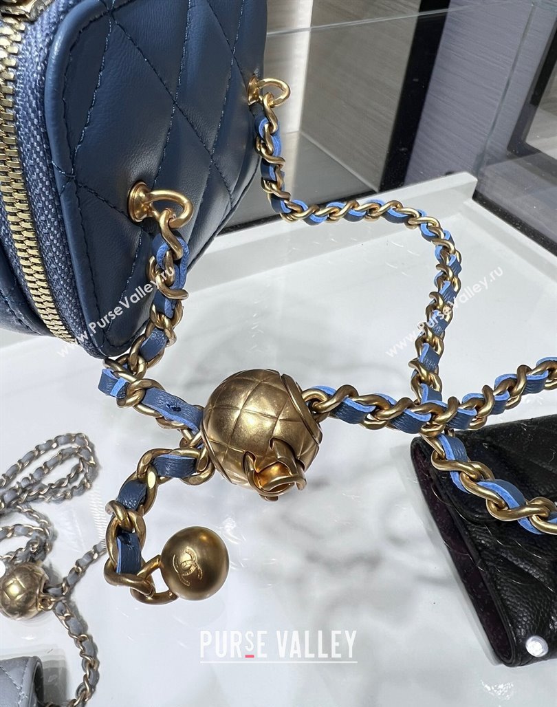 Chanel Lambskin Clutch with Chain and Gold-Tone Ball AP1447 Blue 2024 (yezi-240311010)
