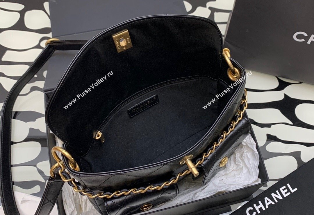 Chanel Quilted Lambskin Large Hobo Bag Black 2024 99335 (yezi-240311001)
