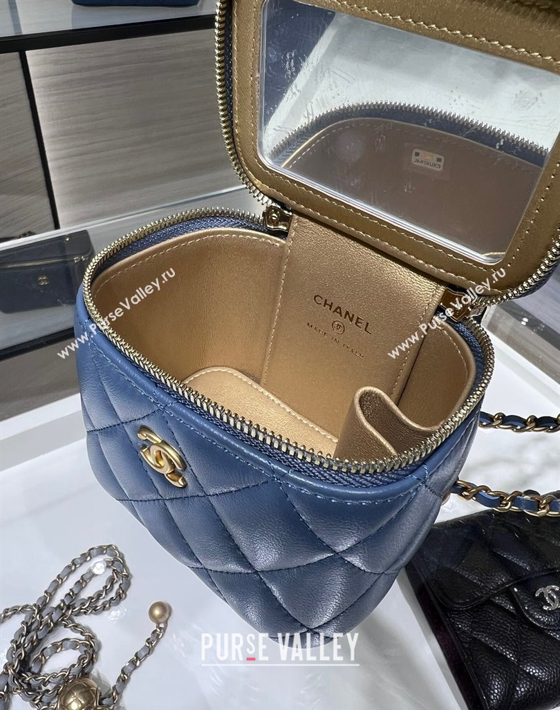 Chanel Lambskin Clutch with Chain and Gold-Tone Ball AP1447 Blue 2024 (yezi-240311010)