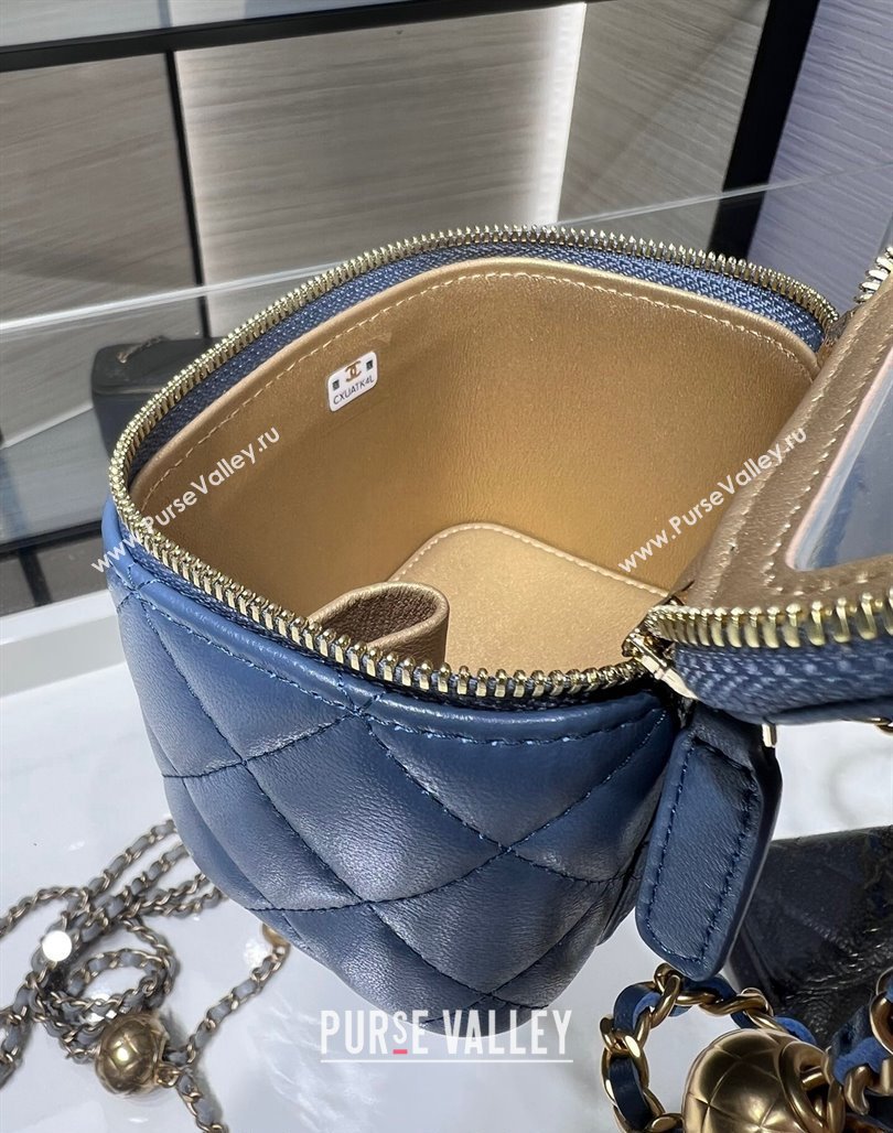 Chanel Lambskin Clutch with Chain and Gold-Tone Ball AP1447 Blue 2024 (yezi-240311010)
