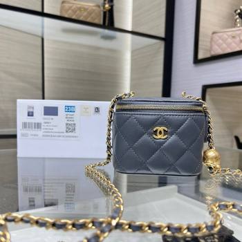 Chanel Lambskin Clutch with Chain and Gold-Tone Ball AP1447 Dark Grey 2024 (yezi-240311011)