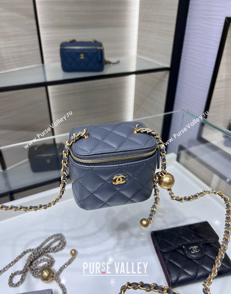 Chanel Lambskin Clutch with Chain and Gold-Tone Ball AP1447 Dark Grey 2024 (yezi-240311011)