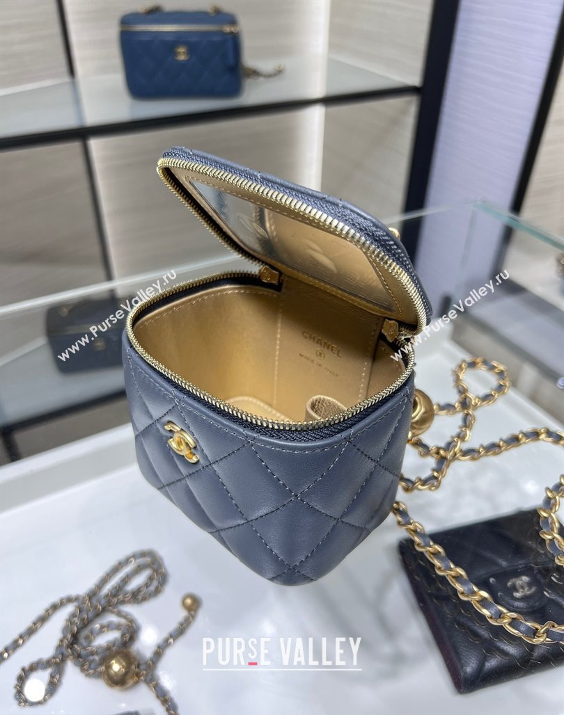 Chanel Lambskin Clutch with Chain and Gold-Tone Ball AP1447 Dark Grey 2024 (yezi-240311011)