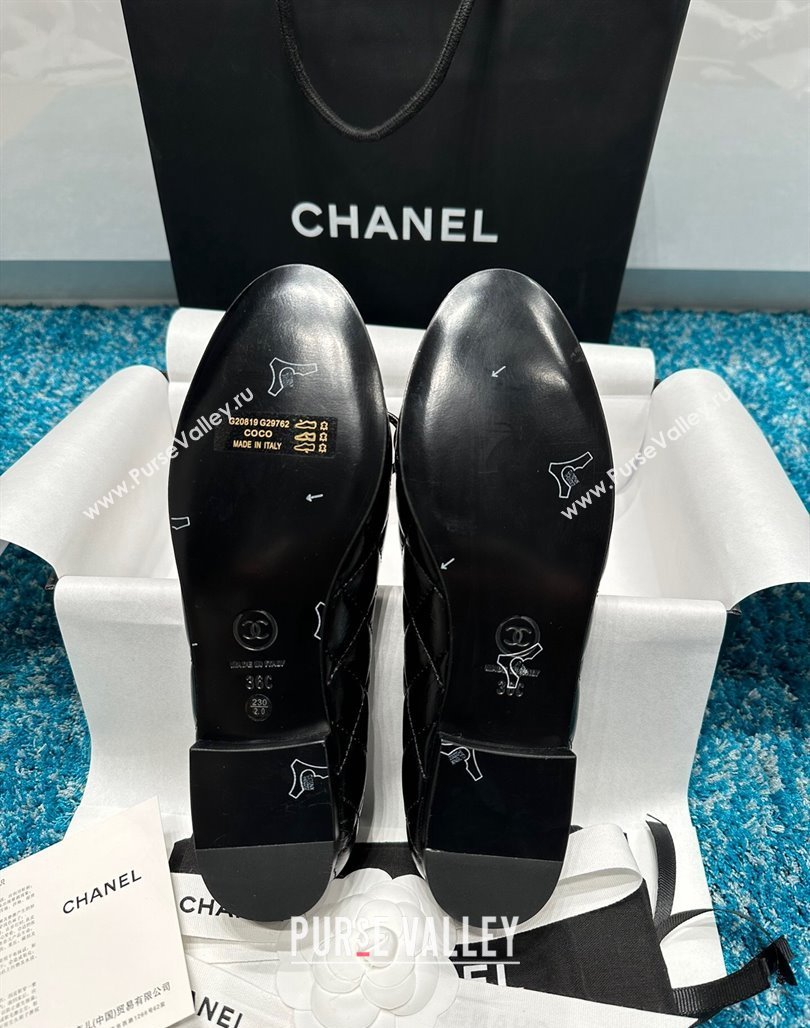 Chanel Classic Quilted Shiny Calfskin Ballet Flat Black 2024 0325 (SS-240325018)