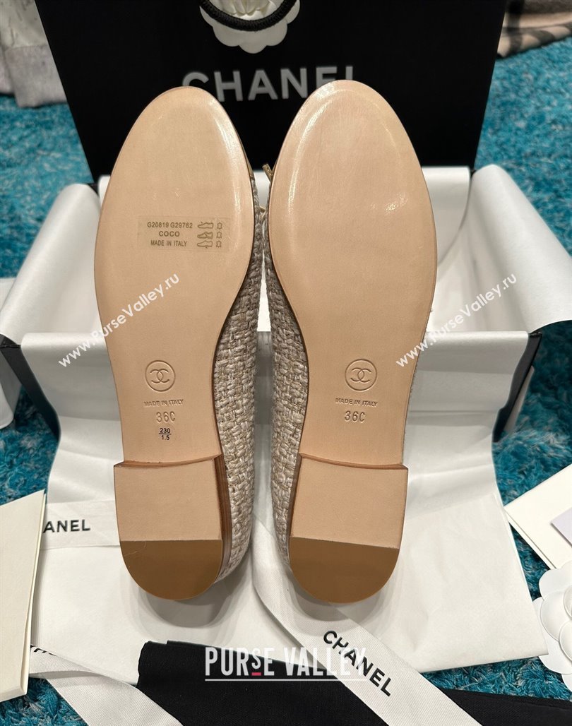 Chanel Classic Tweed Ballet Flat Apricot 2024 0325 (SS-240325022)