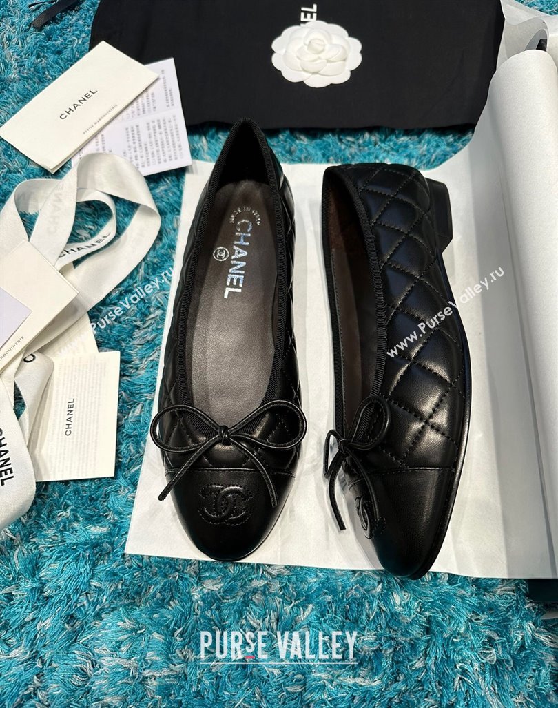 Chanel Classic Quilted Leather Ballet Flat Black 4 2024 0325 (SS-240325028)