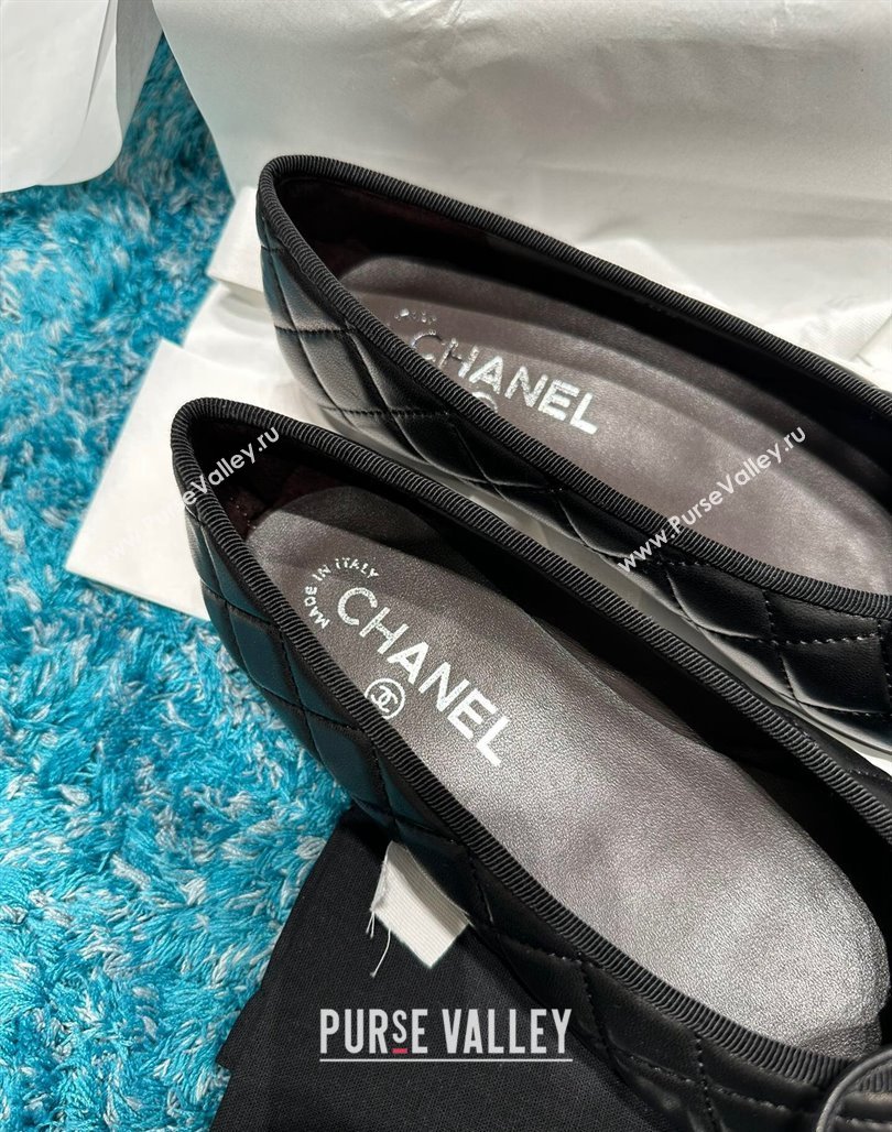 Chanel Classic Quilted Leather Ballet Flat Black 4 2024 0325 (SS-240325028)