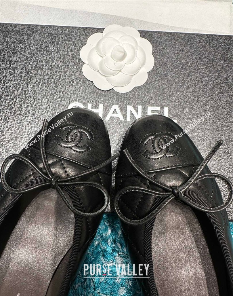 Chanel Classic Quilted Leather Ballet Flat Black 4 2024 0325 (SS-240325028)