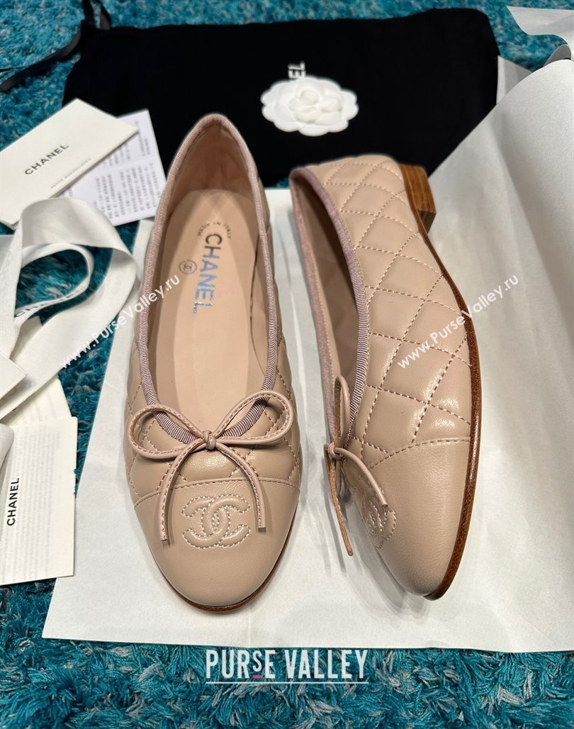 Chanel Classic Quilted Leather Ballet Flat Nude 2 2024 0325 (SS-240325034)