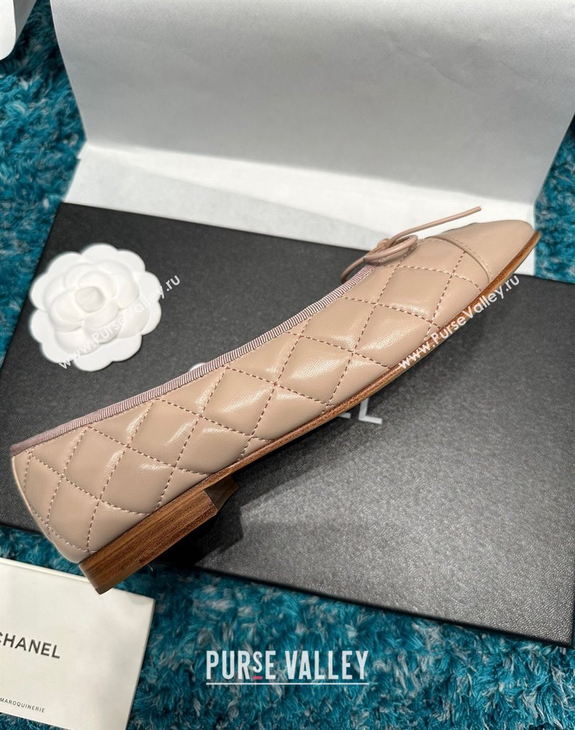 Chanel Classic Quilted Leather Ballet Flat Nude 2 2024 0325 (SS-240325034)