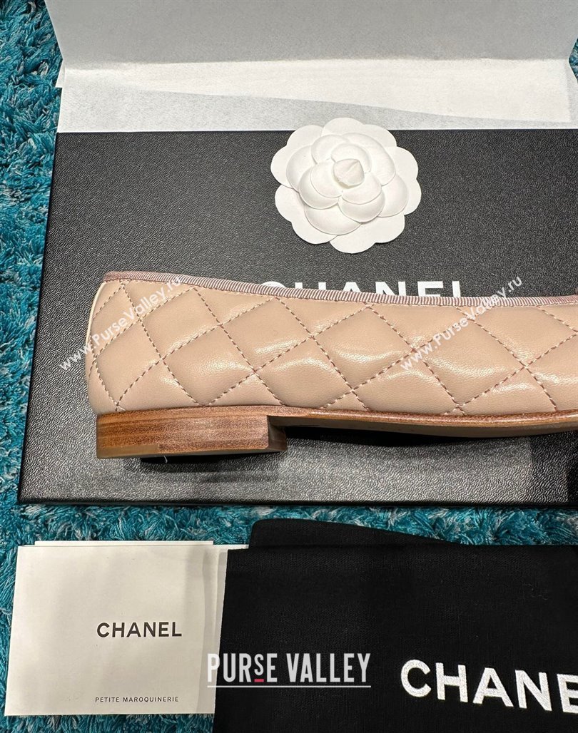 Chanel Classic Quilted Leather Ballet Flat Nude 2 2024 0325 (SS-240325034)