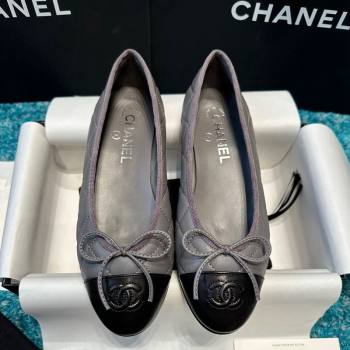 Chanel Classic Quilted Leather Ballet Flat Dark Grey 2024 0325 (SS-240325036)