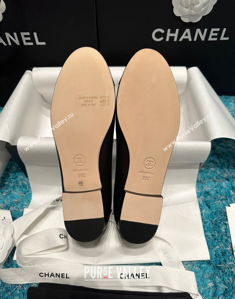 Chanel Classic Calfskin Leather Ballet Flat All Black Upper 2024 0325 (SS-240325038)