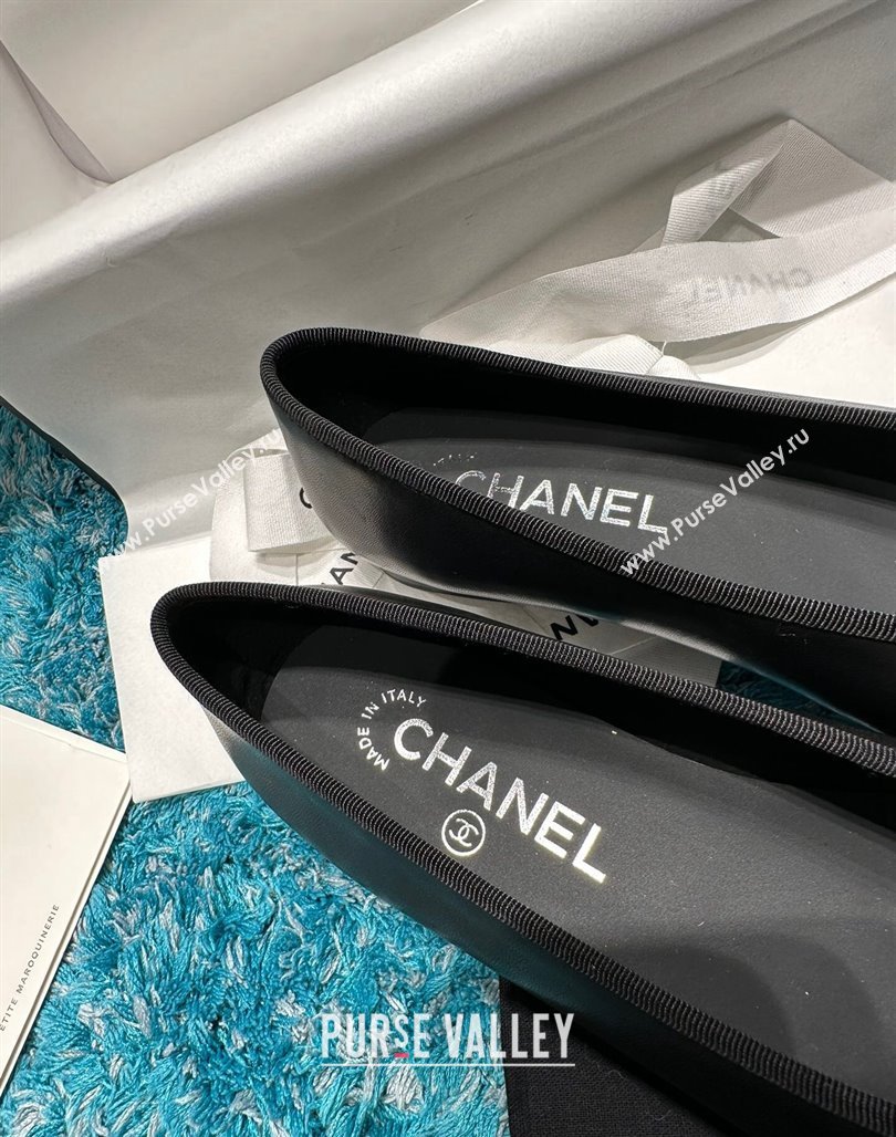 Chanel Classic Calfskin Leather Ballet Flat All Black Upper 2024 0325 (SS-240325038)