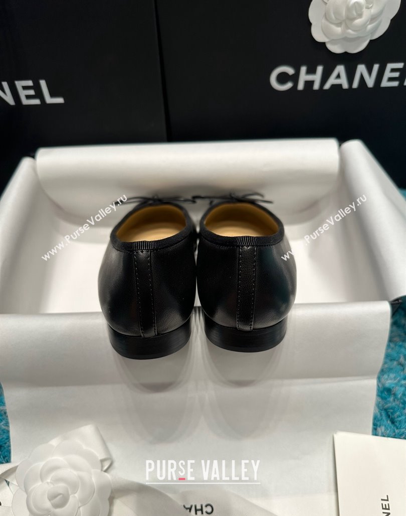 Chanel Classic Grained Calfskin Leather Ballet Flat Black 2024 0325 (SS-240325040)