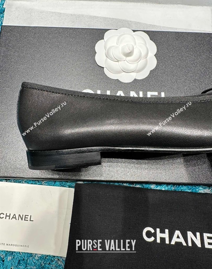 Chanel Classic Grained Calfskin Leather Ballet Flat Black 2024 0325 (SS-240325040)