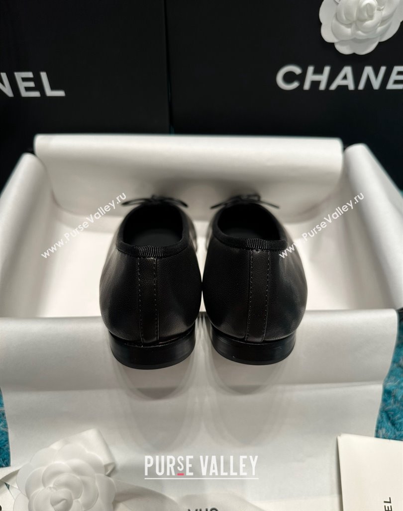 Chanel Classic Calfskin Leather Ballet Flat Black 3 2024 0325 (SS-240325042)