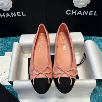 Chanel Classic Calfskin Leather Ballet Flat Peachy Pink 2024 0325 (SS-240325043)