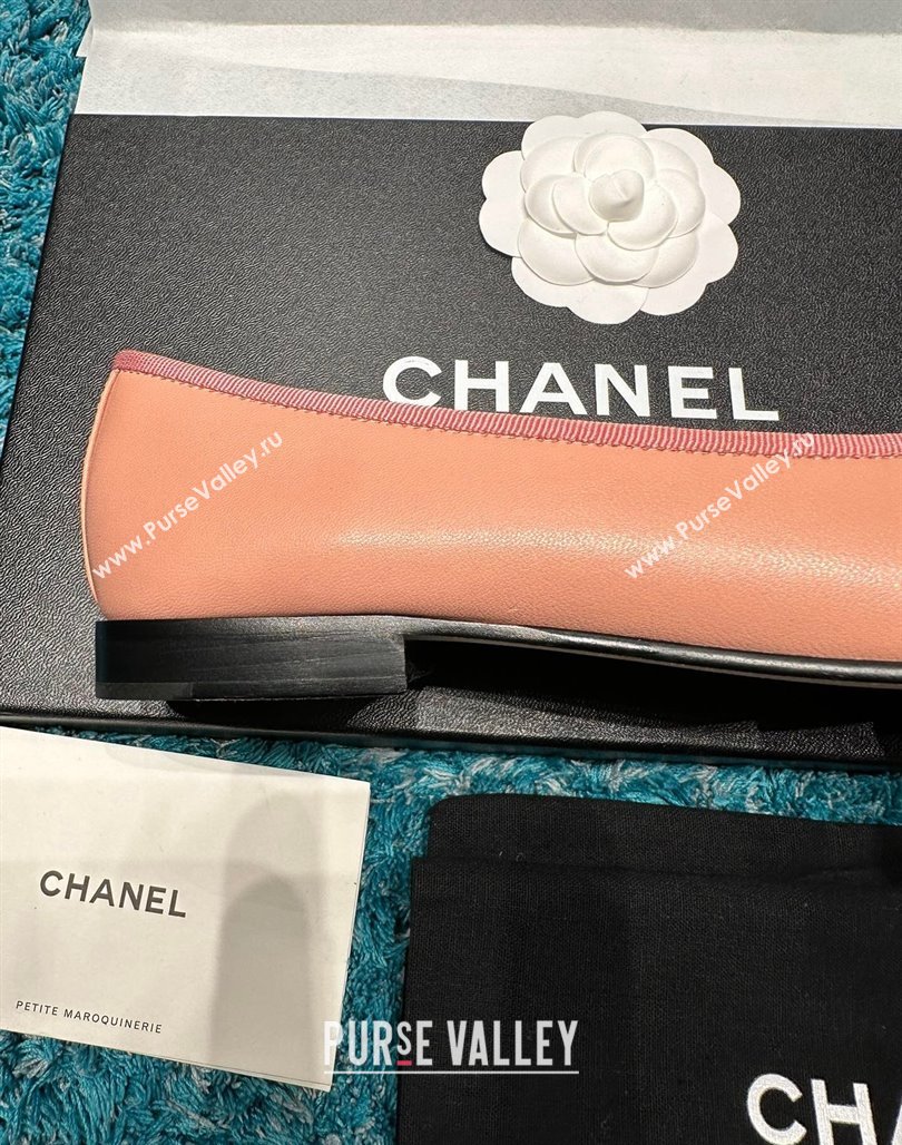 Chanel Classic Calfskin Leather Ballet Flat Peachy Pink 2024 0325 (SS-240325043)