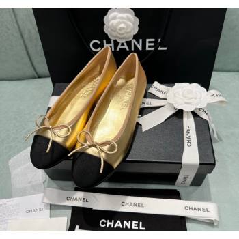 Chanel Classic Metallic Leather Ballet Flat Gold 2024 0325 (SS-240325045)