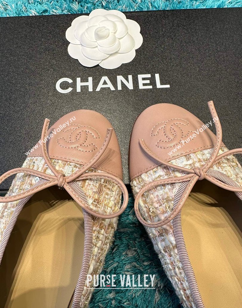 Chanel Classic Tweed Ballet Flat Light Pink 2024 0325 (SS-240325048)