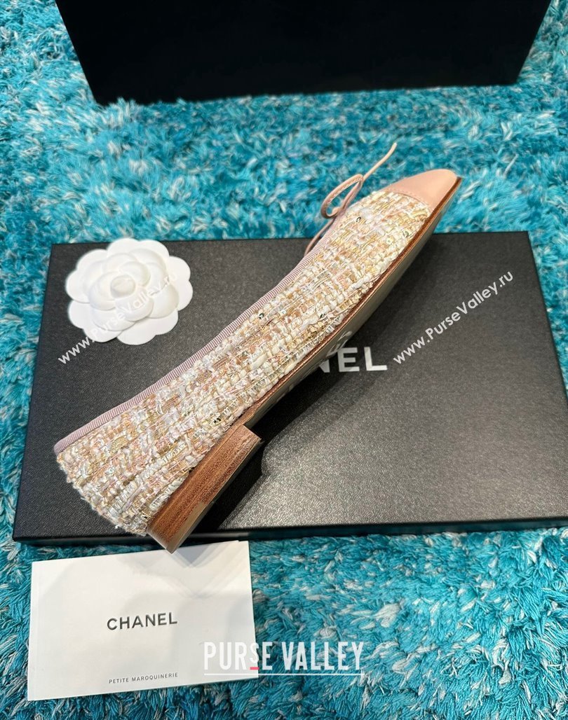 Chanel Classic Tweed Ballet Flat Light Pink 2024 0325 (SS-240325048)