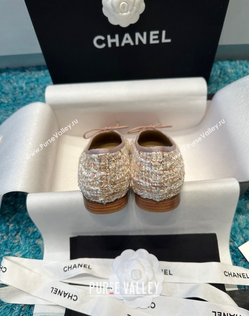 Chanel Classic Tweed Ballet Flat Light Pink 2024 0325 (SS-240325048)