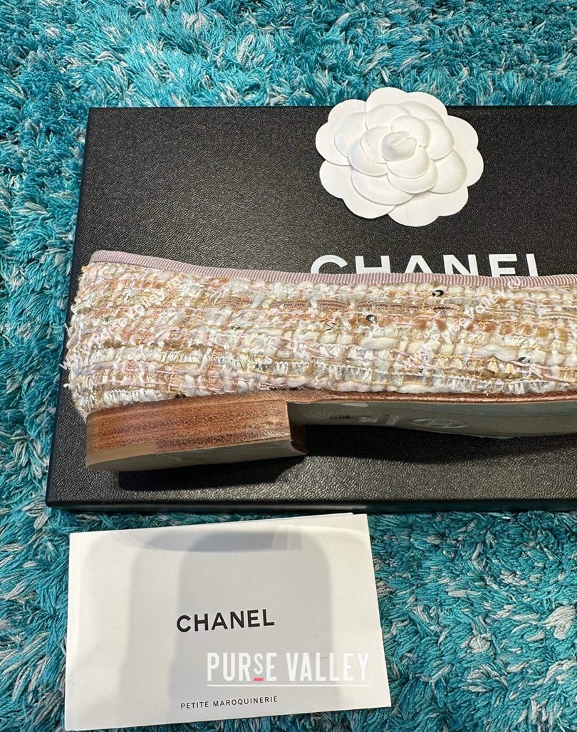 Chanel Classic Tweed Ballet Flat Light Pink 2024 0325 (SS-240325048)